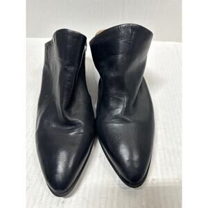 Miz‎ Mooz Leather Heeled Mules Amalia Black Pointed Toe Womens Size 8.5. EU 39